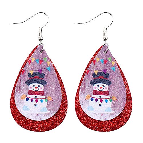 jieGorge Ohrringe Pailletten Ohrringe Leder Für Mädchen Schneemann Weihnachten Doppelte Weihnachtsohrringe Klapp Ohrringe Silber (E, One Size) von jieGorge