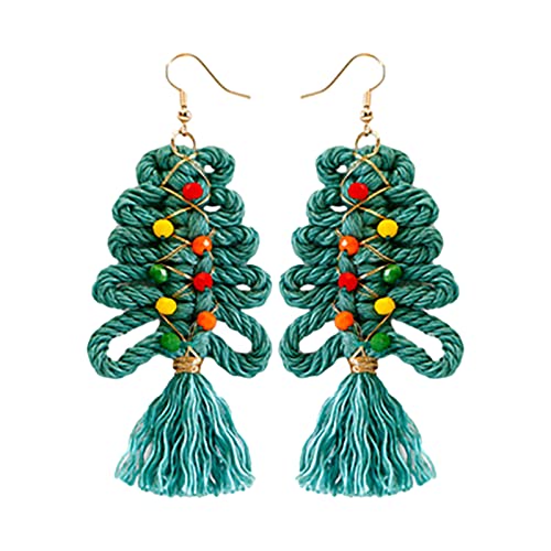 jieGorge Ohrringe Urlaub Damen Schmuck Ohrringe Weihnachten Weihnachten Weihnachten Quaste Thanksgiving Quaste Cane Tree Santa Böhmische Geschenk Ohrringe Ohrringe Buchstaben Silber (Green, One Size) von jieGorge