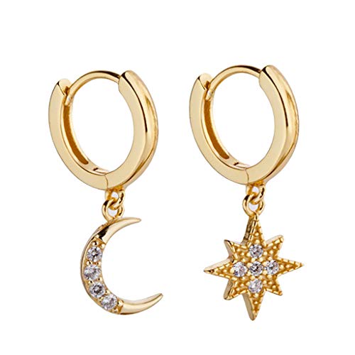 jieGorge Ohrstecker Galaxy böhmische Sterne Ohrringe Mond Boho Hoop Schmuck Strass und Ohrringe Retro Ohrringe Damen (Gold, One Size) von jieGorge