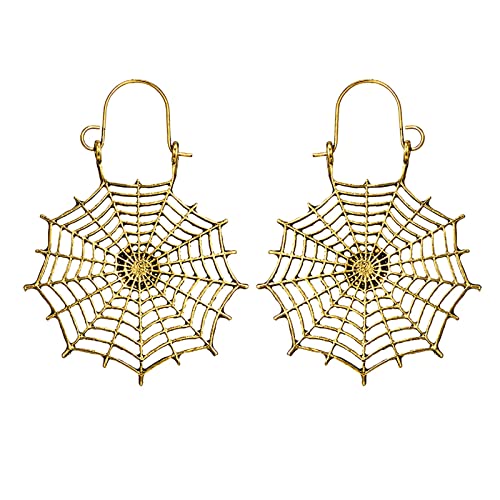 jieGorge Retro-Mathematik Halbkreis Muster Ohrringe Geschnitzte Blumen Fan geformte Ohrringe Gold Noble Ohrring-Accessoires Frauen Ohrringe Doppelseitige Ohrringe Kugeln (E, One Size) von jieGorge