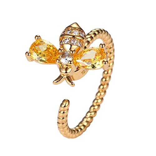 Ringe~Set für Frauen An Meine Tochter Honeybee Bee Rotating Ring Bee Strass Ring Minimalist Angst Ring Geschenk für sie Zurück zur Schule Geschenk (Gold, One Size) von jieGorge