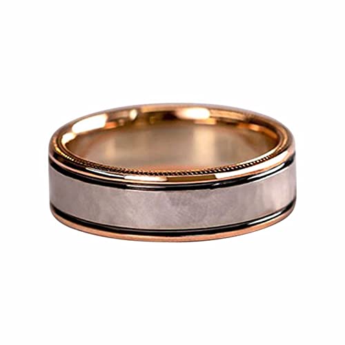 Ringe für kleine Mädchen Damen Luxus Roségold Funkelnde Passende Ringe Klassische Mode Quadratische Zirkon Verlobungsringe Unisex Dreiteiler Ring Roségoldfarbener Funkelnder Zirkonring (B, D) von jieGorge