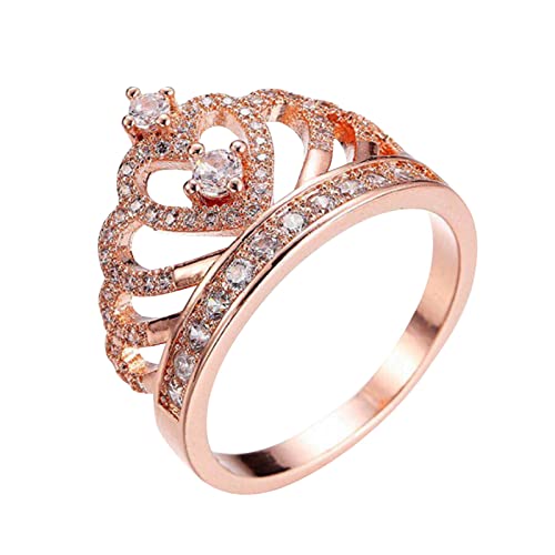 Ringgröße 6 Voller Zirkon Hohl Ringe Frauen Mode Rose Gold Zirkon Ring Damen Schmuck Ringe Für Frauen Größe 5 10 Modekreativer, leichter, verstellbarer Persönlichkeitsring für Damen (Rose Gold, 5) von jieGorge