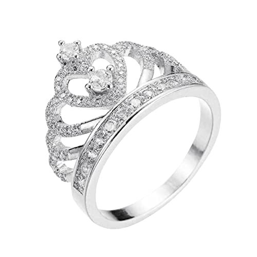 Ringgröße 6 Voller Zirkon Hohl Ringe Frauen Mode Rose Gold Zirkon Ring Damen Schmuck Ringe Für Frauen Größe 5 10 Modekreativer, leichter, verstellbarer Persönlichkeitsring für Damen (Silver, 6) von jieGorge