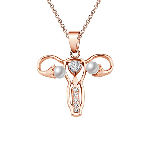 Rosegold Damen Halskette Kreative Kristallhalskette in Mutterschaftsform Kreative Halskette in Form eines menschlichen Mütterliche Kristallhalskette Geeignet für Muttertag Frauentag (C, One Size) von jieGorge
