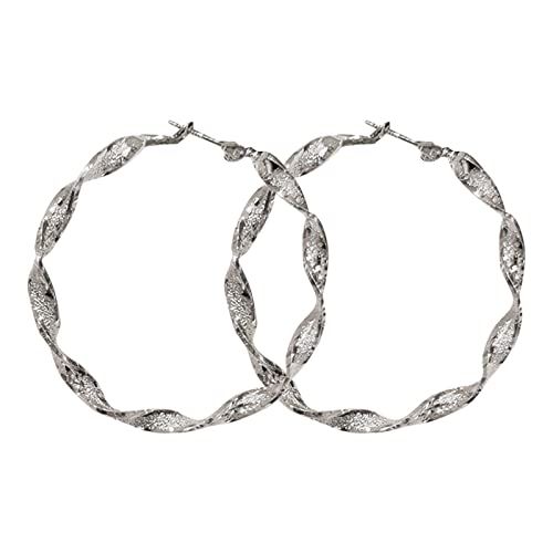 jieGorge Silberner Nadel-Entwurfs-Sinn-Metallkreis-Mode-Wellen-Persönlichkeits-Netz-rote Ohrringe-Ohrringe Maritim Ohrringe Damen (Silver, One Size) von jieGorge