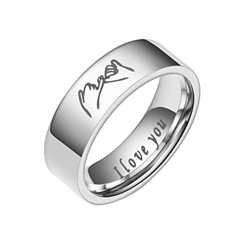 Stapelringe für Damen Edelstahl Liebesringe Hand in Hand Dekompression drehbarer Ring Ehering Ringe für Frauen Ringe für Männer Glatte Ringe Geometrie Ringe Größe 6 13 (Silver, 6) von jieGorge
