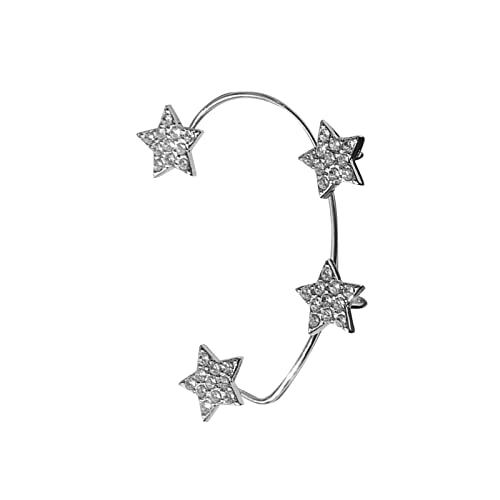 jieGorge Sternform Ohrringe Ohrclip für Frauen Mädchen kein Piercing Zirkon Stern Ohrclips Strass Ohrringe Stulpe Wickelohrringe für Frauen Ohrringe Tigerauge Silber (A, One Size) von jieGorge