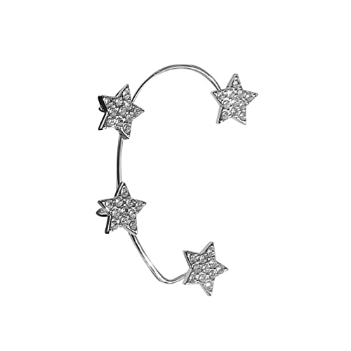 jieGorge Sternform Ohrringe Ohrclip für Frauen Mädchen kein Piercing Zirkon Stern Ohrclips Strass Ohrringe Stulpe Wickelohrringe für Frauen Ohrringe Tigerauge Silber (B, One Size) von jieGorge