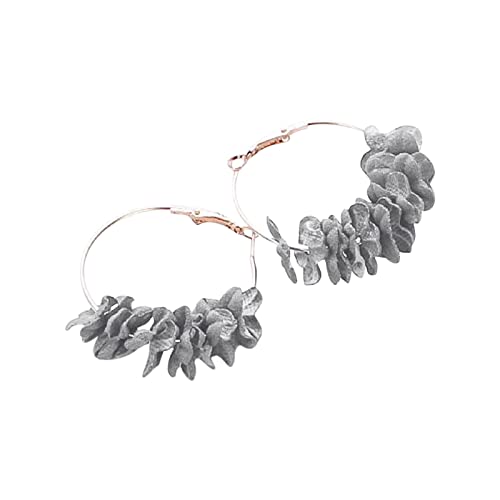 jieGorge Stoff Blumen Ohrringe für Retro Frauen Legierung kreative Ohrringe Frauen Temperament Schmuck Knorpel Piercing Ohrringe (Grey, One Size) von jieGorge