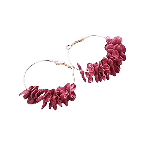 jieGorge Stoff Blumen Ohrringe für Retro Frauen Legierung kreative Ohrringe Frauen Temperament Schmuck Knorpel Piercing Ohrringe (Wine, One Size) von jieGorge