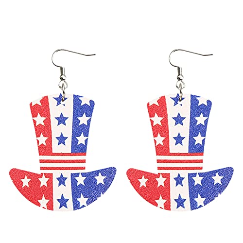 jieGorge USA amerikanische Flagge Dekollete-Kappe Bohemian Ohrringe für Frauen Patriot 4. Juli Geschenke Unabhängigkeitstag Sternenstreifen PU Leder Hängende Kreuzohrringe Für Männer (A, One Size) von jieGorge