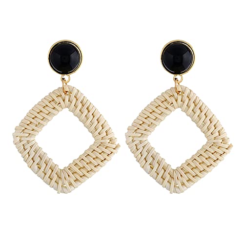 jieGorge Und Rattan handgewebte Ohrringe Retro Ohrringe Temperament kleine Duft leichte Luxus Mode Temperament Ohrringe Ohrringe Hänger Damen (A, One Size) von jieGorge