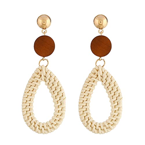 jieGorge Und Rattan handgewebte Ohrringe Retro Ohrringe Temperament kleine Duft leichte Luxus Mode Temperament Ohrringe Ohrringe Hänger Damen (H, One Size) von jieGorge