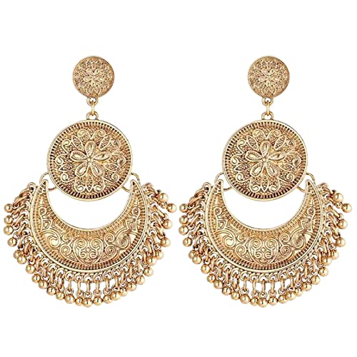 jieGorge Vintage böhmische kleine goldene Perlen-Blumen-Ohrringe für Teenager-Mädchen minimalistische Piercing-Ohrstecker Trendige Ohrringe Smaragd Ohrringe Für (A, One Size) von jieGorge