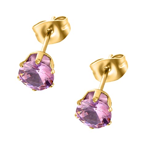 jieGorge Zirkon-Mikro-Intarsien-Ohrringe Ohrrunde und Schwarze -Ohrringe Weiße Zinken-Ohrclips Kerze Ohrringe (Pink, One Size) von jieGorge