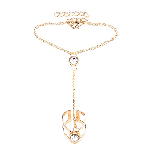 jieGorge Armbander Damen Ostern Durchbrochener geometrischer Pfeilspitzenring aus Strass mit personalisierter Fingerkette Perlenarmbänder (Gold, One Size) von jieGorge