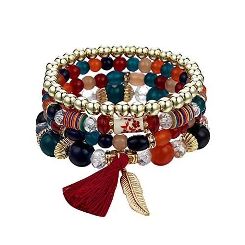 jieGorge Armbander Freundlicher Ostern Stapelbare Perlenarmbänder Damen Herren Stretch Multilayer Armband Set Mehrfarbiger Schmuck Goldene Armbänder Für Frauen (Camouflage, One Size) von jieGorge