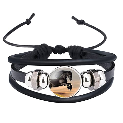 jieGorge Armbander Madchen Ostern Buntes Kuhfell-Karikatur-Pferdemuster-handperlenbesetztes kristallgewebtes Armband mehrschichtig Saitenarmbänder (A, One Size) von jieGorge