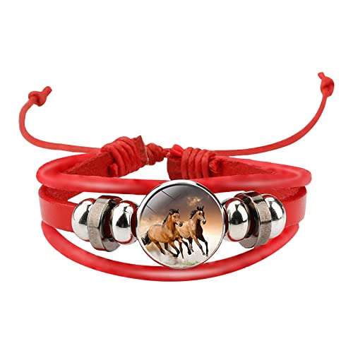jieGorge Armbander Madchen Ostern Buntes Kuhfell-Karikatur-Pferdemuster-handperlenbesetztes kristallgewebtes Armband mehrschichtig Saitenarmbänder (F, One Size) von jieGorge