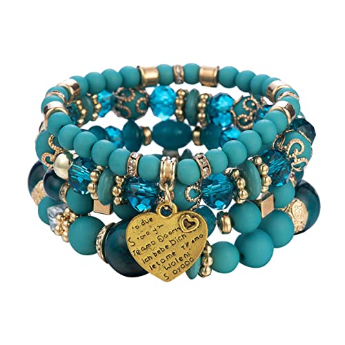 jieGorge Armbander Madchen Ostern Stapelbare Perlenarmbänder Damen Herren Stretch Multilayer Armband Set Mehrfarbiger Schmuck Paare Armbänder (A, One Size) von jieGorge