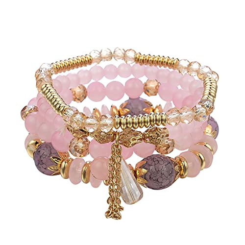 jieGorge Armbander-Manier Ostern Stapelbare Perlenarmbänder Damen Herren Stretch Multilayer Armband Set Mehrfarbiger Schmuck Perlen Für Die Herstellung Von Armbändern (Pink, One Size) von jieGorge
