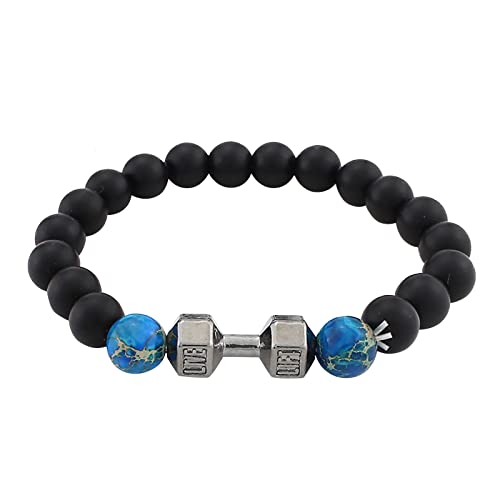 jieGorge Armreifen Für Damen Ostern Vulkangestein Perlen Metall Hantel Vielseitige Perlen Armband Schmuck Passende Armbänder Für Paare (B, One Size) von jieGorge