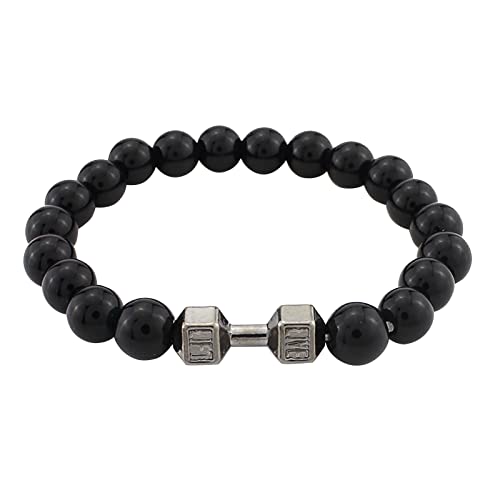 jieGorge Armreifen Für Damen Ostern Vulkangestein Perlen Metall Hantel Vielseitige Perlen Armband Schmuck Passende Armbänder Für Paare (F, One Size) von jieGorge