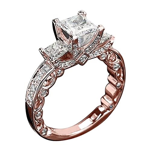 jieGorge Böhmische Ringe für Frauen Diamantring Beliebte Exquisiter Ring Einfache Modeschmuck Beliebte Accessoires (Rose Gold, 6) von jieGorge