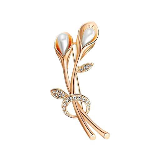 jieGorge Brosche-Set Temperamentvoll Mode edle künstliche Blumen Strassbrooche Pin Brosche Brustnäpfe Strassparty-kristalline Frauen-Brosche Brosche-Set (Gold, One Size) von jieGorge