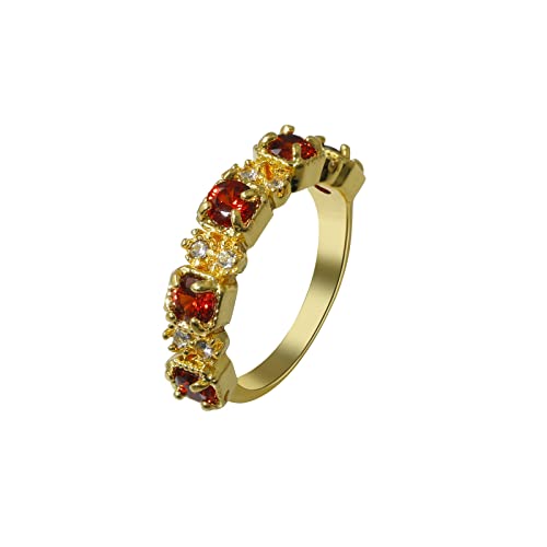 jieGorge Damen~Ring~Set Verlobter Zirkon Modeschmuck Ring Für Frauen Roter Ring Schmuck Ringe Modekreativer, Leichter, Verstellbarer Persönlichkeitsring für Damen (Gold, 9) von jieGorge