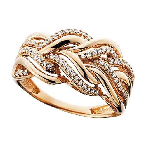 jieGorge Damenringe Größe 8 Paar Princess Cut Diamond Set Ring Mode Luxus Frauen Engagement Hochzeit Schmuck Modekreativer, Leichter, Verstellbarer Persönlichkeitsring für Damen (Gold, 7) von jieGorge