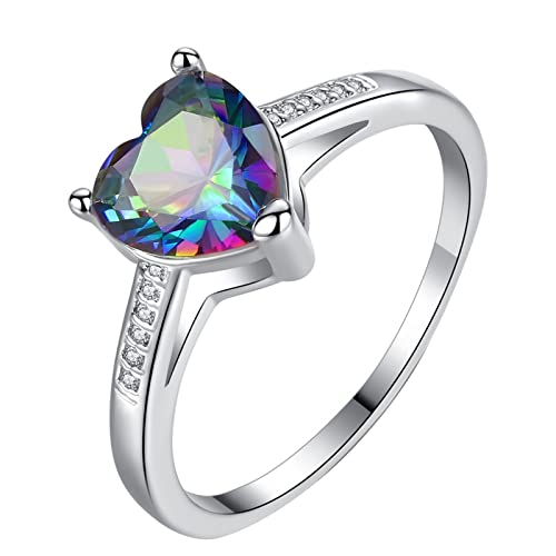 jieGorge Daumenring für Frauen Damen Ring Koreanische Liebe Herzförmige Paar Ring Pfirsich Herz Bunter Zirkon Hand Schmuck Schmuck Zirkon Einfacher Mode Ring (B, One Size) von jieGorge