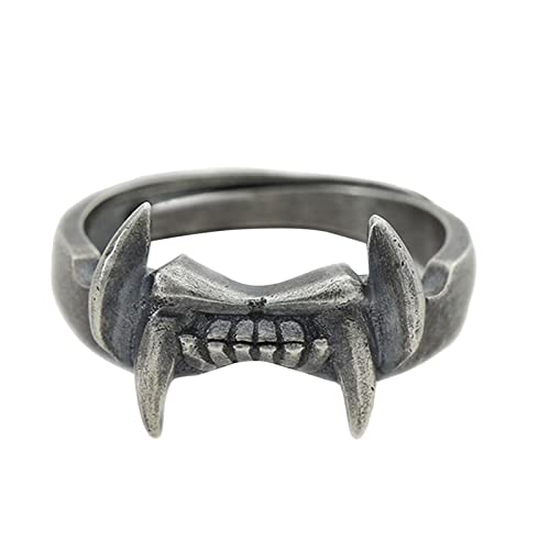 jieGorge Einfache Ringe Lustige Persönlichkeit Literarischer offener Verstellbarer Ring Exquisiter offener Ring Mode Herren- und Damenhandschmuck offener Verstellbarer Ring (Dark Gray, One Size) von jieGorge