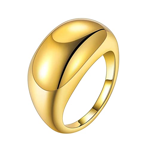 jieGorge Frauenring Chunky Dome Statement Ringe Vergoldete Stapelbare Dicke Bandknöchelringe Für Frauen Finger Minimalistischer Schmuck Größe 5 12 (Gold, 10) von jieGorge