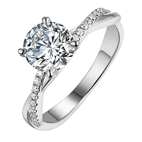jieGorge Funkige Ringe Größe Damenringe Weißer Strass Ring 511 Dekor 925 GoldSilberne Eheringe Modekreativer, Leichter, Verstellbarer Persönlichkeitsring für Damen (Silver, 5) von jieGorge
