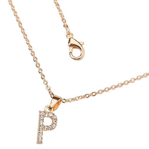 jieGorge Goldene Halskette Halskette mit 26 Buchstaben, Goldhalskette, weiblicher DIY-Anhänger mit -Schlüsselbeinkette Halskette Männer (P, One Size) von jieGorge