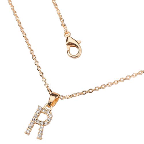 jieGorge Goldene Halskette Halskette mit 26 Buchstaben, Goldhalskette, weiblicher DIY-Anhänger mit -Schlüsselbeinkette Halskette Männer (R, One Size) von jieGorge