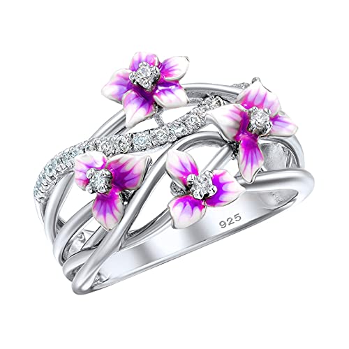 jieGorge Größe 7 Ringe für Frauen Backkleber-Ring mit -Verlobungsring Frauen Farbe malen Violette Ringe Modekreativer, Leichter, Verstellbarer Persönlichkeitsring für Damen (Pink, 9) von jieGorge