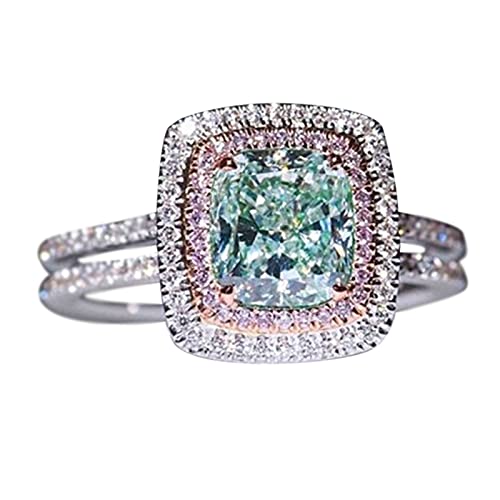 jieGorge Größe 9 Ringe für Frauen~Set Schmuck Weiße Hochzeit Luxus Handmade Cut Geschenk Ring Verlobungsohrringe Modekreativer, Leichter, Verstellbarer Persönlichkeitsring für Damen (Green, 6) von jieGorge