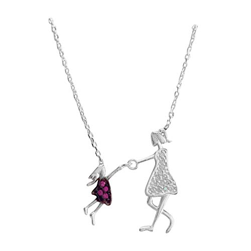 jieGorge Halskette für Frauen Und von der an Mutter-Tochter-Mutter-Halskette Tag-Tochter-Mutter-Geschenk-Halsketten und Anhänger Schichten von Halsketten (Silver, One Size) von jieGorge