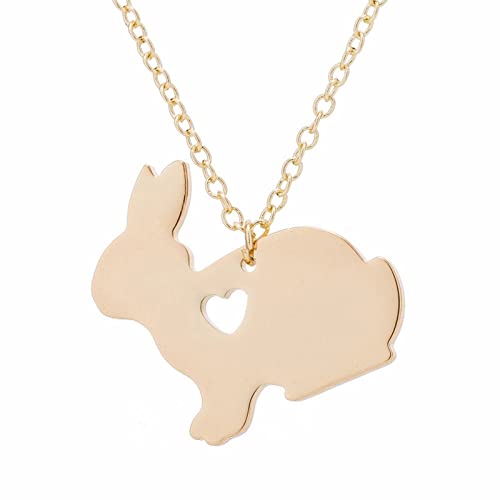 jieGorge Halskette für Freundin Edelstahl-Halsketten-Anhänger-Ostern-Halskette Nette jugendlich Mädchen-Kaninchen-Halskette für Frauen Große Halsketten für Damenmodeschmuck (Gold, One Size) von jieGorge