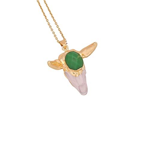 jieGorge Halskette für Ostern für Frauen Stierkette Boho Bunte Stierkopfkette Silber Westernkette Zierliche Stierkette mit Edelstahlkette Unisex Punk Gothic Westernschmuck Geschenk für (AG, One Size) von jieGorge