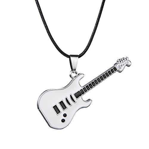 jieGorge Halskette mit Diamantschliff für Frauen Anhänger Stahl Schmuck Gitarre Geschenk Paar Edelstahl Gitarre Personalisierte Halsketten & Anhänger Edelstahlkette für Herren (D, One Size) von jieGorge