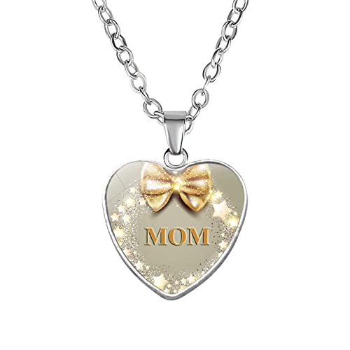 jieGorge Halskette mit Initialen für Frauen Accessoires Geschenk mit MOM-Halskette Graviertes Mutter-Herz-Liebes-Anhänger-Zubehör Halskette Ketten (Multicolor3, One Size) von jieGorge