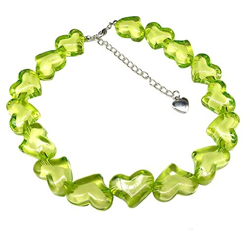 jieGorge Halskette mit Kristall für Frauen Pfirsichherzschmuck Valentinstag Acrylperlen Liebeskette Kristallherzkette zum Valentinstag Acrylperlen Liebeskette für Frauen und Mädchen (Green, One Size) jieGorge Halskette mit Kristall für Frauen Pfirsichherzschmuck Valentinstag Acrylperlen Liebeskette Kristallherzkette zum Valentinstag Acrylperlen Liebeskette für Frauen und Mädchen (Green, One Size) von jieGorge