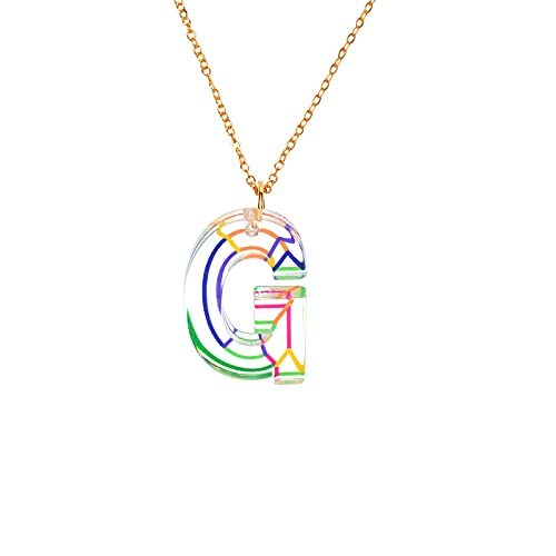 jieGorge Halskette mit Schmetterlingsanhänger für Frauen Halskette Harz Englisch Acryl Halskette Anhänger Gestreift 26 Buchstaben Farbe Halsketten Anhänger Männer Schmuck (G, One Size) von jieGorge