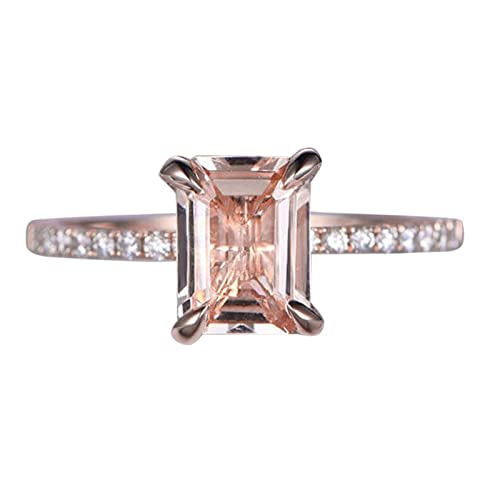 jieGorge Handringe Quadratischer Roségold Großer Strassring Quadratischer Ring Elegante Geometrie Strass Ring Voller Diamantringe Für Frauen Größe 5 12 (Rose Gold, 5) von jieGorge