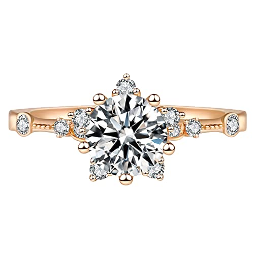jieGorge Herrenringe Arbeiten Sie Mikro eingelegten Zirkon-Schneeflocke-offenen Ring-luxuriösen Schmuck-Ring um Modekreativer, Leichter, Verstellbarer Persönlichkeitsring für Damen (Gold, 7) von jieGorge