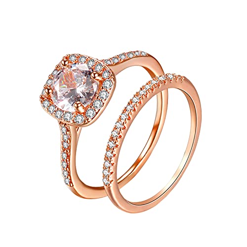 jieGorge Herzringe für Teenager~Mädchen Stücke Schmuck 610 Ringe Zwei Rosengröße Ring Strass Damen Trauringe Modekreativer, Leichter, Verstellbarer Persönlichkeitsring für Damen (Rose Gold, 8) von jieGorge